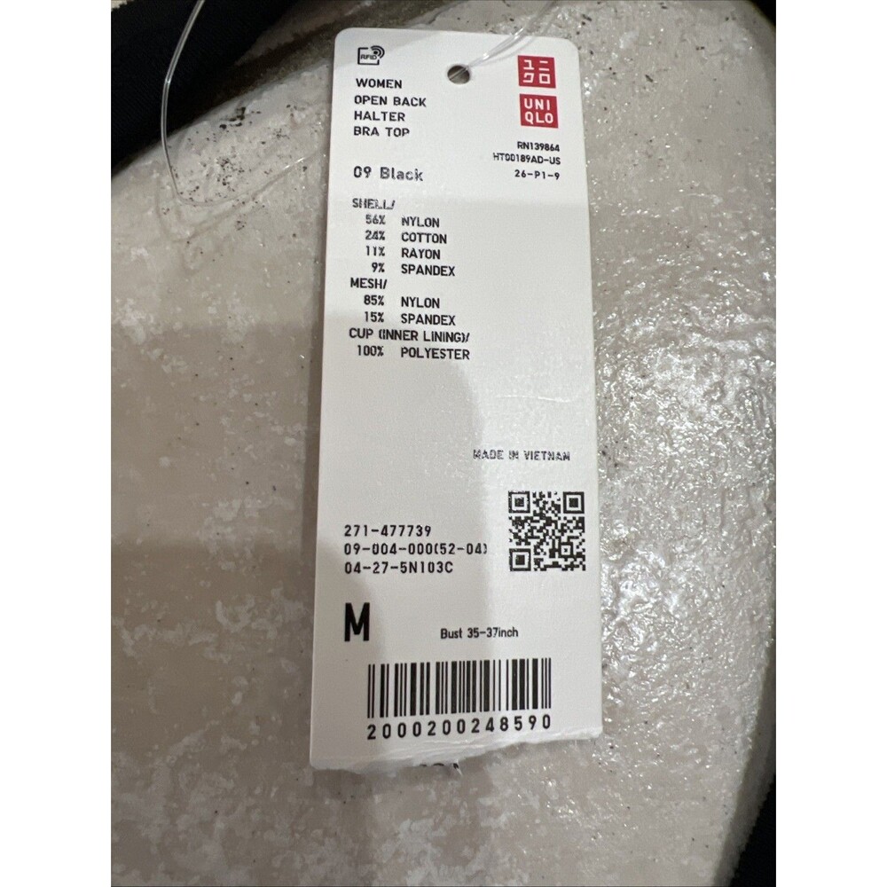 NWT!  Uniqlo Open Back Halter Bra Top Black Tank Women’s Size M - Picture 4 of 6